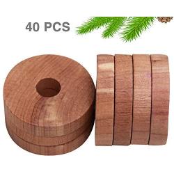 DAYSLIVES 40 Pack Cedar Rings 100% U.S Natural Cedar Wooden Blocks for Hangers Clothes Storage Closets Drawers (Diameter 4.8cm)