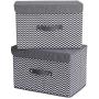 HOKEMP Large Storage Bins with Lids [2-Pack] - Linen Fabric Foldable Storage Boxes Baskets for Home, Office, Nursery, Closet