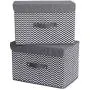 HOKEMP Large Storage Bins with Lids [2-Pack] - Linen Fabric Foldable Storage Boxes Baskets for Home, Office, Nursery, Closet