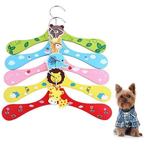 10Pc Pet Dog Child Clothes Hanger Cartoon Design Animal Cute Wooden Hangers Random Color