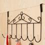 MAMaiuh 7 Hooks Over Door Bathroom Hanger Coat Clothes Hat Bag Towel Hanging Rack Holder (Black)