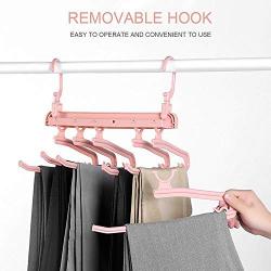 Dumcuw Pants Hangers, Rotate Anti-Skid Closet Hangers Trouser Hangers with Securing Clip, Magic Clothes Hanger Organizer Trouser Rack, Multi-Functional Folding Hanger for Suit Pants Scarf Coat Skirt