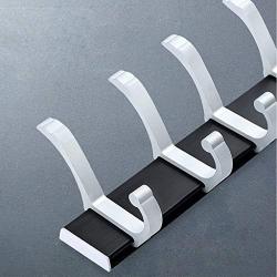 ZHEN GUO Coat Rack Wall Mounted Coat Hat Aluminum Hooks 3M Tape Adhesive Hanger for Clothes (Color : Black, Size : 45cm)