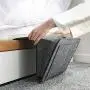 Upgraded Thick Bedside Caddy with 5 Pockets, Felt Hanging Storage Organizer, Bed Sofa Side Hanger Holder Bag for Dorm TV Remote Control, Phones, Magazines, Tablets(Grey)