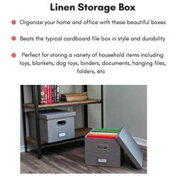 Internets Best Collapsible File Storage Organizer | Decorative Linen Filing & Storage Office Boxes | Letter/Legal | Charcoal | 1 Pack