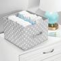 mDesign Soft Fabric Closet Storage Organizer Holder Boxes Bin - Attached Handle, Open Top, for Child/Kids Bedroom, Nursery, Toy Room - Fun Polka Dot Print - Medium, 4 Pack - Gray/White Dots
