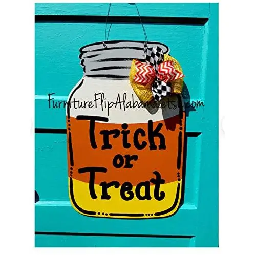 Halloween mason jar door hanger candy corn wreath Halloween mason jar door hanger candy corn wreath