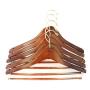 Quality Hangers Wooden Hangers Beautiful Sturdy Suit Curved Hangers Great for Travelers Heavy Duty Coat Hanger with Locking Bar Gold Hooks (5 Pack)