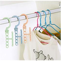 10pcs Random Color Hangers for Clothes Windproof Hanger Fixed Holder Buckle Household Anti-Slip Clothes Hanger Plastic 5 Circle Hanger