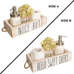 Nice Butt Bathroom Decor Box, 2 Sides with Funny Sayings - Funny Toilet Paper Holder Perfect for Farmhouse Bathroom Decor, Toilet Paper Storage, Rustic Bathroom Decor, or Diaper Organizer (White)