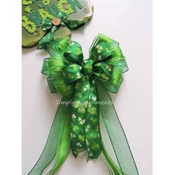 St Patrick Shamrock Wreath Bow St Patrick Party Decoration Happy Saint Patricks Wreath Bow Kelly Lime Shamrock Gift Bow St. Patricks Door Hanger Bow Emerald Lime Irish Shamrock Bow