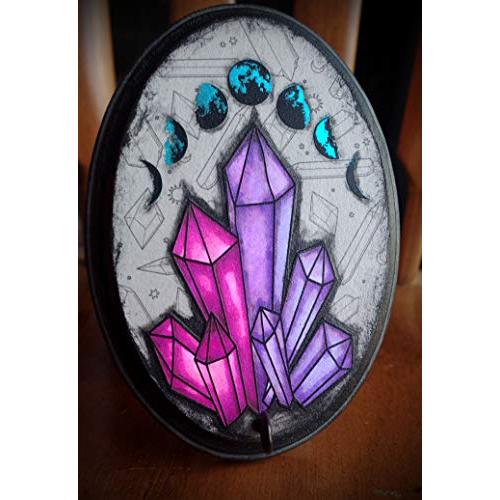 Purple and Pink Crystals Holo Lunar Moon Phases Hand Made 1 Hook Jewelry Key Hanger Organizer Purple and Pink Crystals Holo Lunar Moon Phases Hand Made 1 Hook Jewelry Key Hanger Organizer