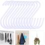DINGEE 12 Pack White Heavy Duty S Hooks 6 inch Vinyl Coated Large S Hooks for Hanging Closet Rod Jeans Plants Jewelry Kitchen Pot Pan Cups Towels Hats Metal Steel Long S Hooks