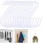 DINGEE 12 Pack White Heavy Duty S Hooks 6 inch Vinyl Coated Large S Hooks for Hanging Closet Rod Jeans Plants Jewelry Kitchen Pot Pan Cups Towels Hats Metal Steel Long S Hooks