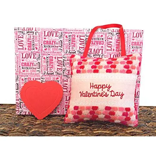 Happy Valentines Day Door Hanger Pillow Polka Dots Red Pink Coral Repurposed Decorative