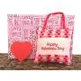Happy Valentines Day Door Hanger Pillow Polka Dots Red Pink Coral Repurposed Decorative