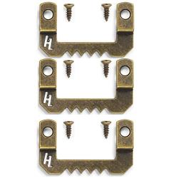 HangZ 20001 Canvas Flat Mount Sawtooth Picture Hanger Value Pack, 20lb, 10-Pack, Antique Brass