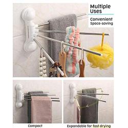 Swivel Towel Rack Wall Mounted Adhesive Traceless Rotatable Towel Bar,BCDshop Towel Holder Drying Organizer Hanger 4-Bar (White)