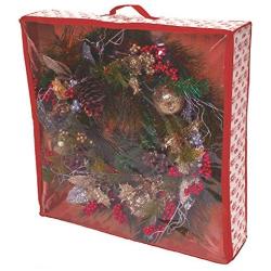 Paula Deen Festive Wreath Organizer and Storage Container Box. Fits Large Holiday Decorations Up To 34 Inches in Diameter plus Extra Space for Decorative Door Hook or Display Holder and Ornaments.