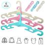 YOLOKE 6Pcs Folding Travel Hangers, Portable Folding Clothes Hangers Travel Accessories, Non-Slip Sturdy Drying Rack Garment Hangers for Suit Coat Pants Tank Top (Pink+Blue+Beige)