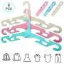 YOLOKE 6Pcs Folding Travel Hangers, Portable Folding Clothes Hangers Travel Accessories, Non-Slip Sturdy Drying Rack Garment Hangers for Suit Coat Pants Tank Top (Pink+Blue+Beige)