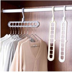 10pcs Random Color Space Saver Plastic Magic Hanger Clothes Rack Clothing Hook Closet Organizer
