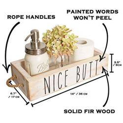 Nice Butt Bathroom Decor Box, 2 Sides with Funny Sayings - Funny Toilet Paper Holder Perfect for Farmhouse Bathroom Decor, Toilet Paper Storage, Rustic Bathroom Decor, or Diaper Organizer (White)