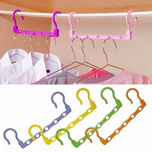 BFY Household Appliances .5-Hole Plastic Clothes Hanger Magic Hanger Hanger Wonder Closet Organizer Multi-port Hook，Random Color Delivery