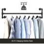 SONGMICS Wall-Mounted Clothes Rack, Set of 2, Industrial Pipe Clothes Hanging Bar, Space-Saving, 43.3 x 11.8 x 11.5 Inches, Holds up to 132 lb, Easy Assembly, for Small Space, Black UHSR64BK-02