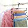 5pcs Random Color Multi-Purpose Clothes Hanger Practical 5 Layers Pants Hanger Scarf Tie Rack Space Saving Clothes Hanger Decoration
