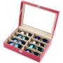 JOANNAS HOME 8 Slot Eyeglass Sunglass Storage Box, PU Leather Glasses Display Case Storage Organizer Collector (Rose Red)