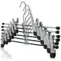 HANGERWORLD 12 Chrome 15.7nch Metal Pants Skirt Adjustable Clip Coat Clothes Garment Hangers