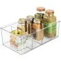mDesign Plastic Food Storage Organizer Bin Boxes - 4 Divided Sections - Holder for Seasoning Packets, Pouches, Soups, Spices, Snacks for Kitchen, Pantry, Cabinet, Refrigerator - 6 Pack - Clear
