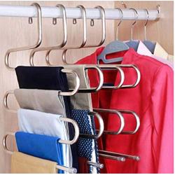 5pcs 5 Layers S Shape Multifunctional Clothes Hangers Pants Storage Hangers Cloth Rack Multilayer Storage Cloth Hanger Decoration