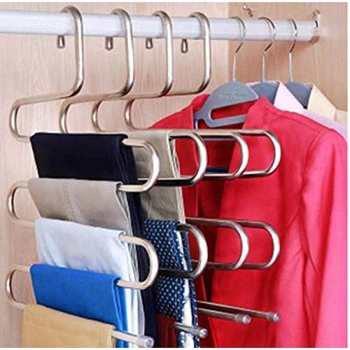 5pcs 5 Layers S Shape Multifunctional Clothes Hangers Pants Storage Hangers Cloth Rack Multilayer Storage Cloth Hanger Decoration