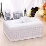 Eonyea Rectangular Tissue Boxes Cover, ultifunction PU Leather Pen Pencil Remote Control Tissue Boxes Cover Holder Desk Storage Boxes Container for Home and Office Use (White)