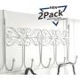 PerriRock 5 Hanger Rack(2 Pack)- Decorative Metal Door Hooks Hanger Holder for Home Office Kitchen Use Coat Hook Rack (White)