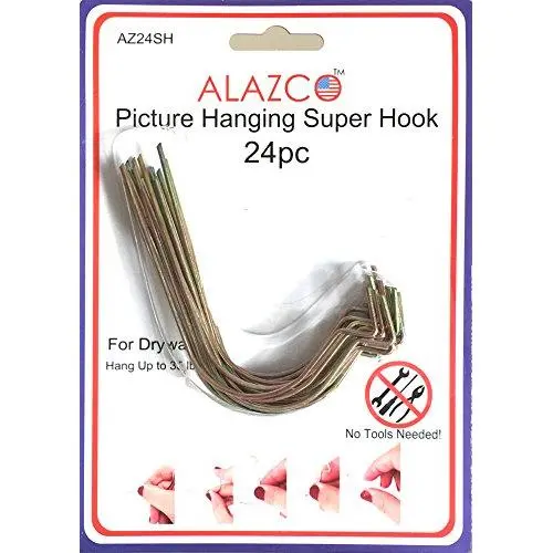 24pc Set ALAZCO Super Hooks - Hang Pictures Mirrors Clocks Wall Art Without Any Tool, Hammer, Nails or Drilling! Excellent Quality! 24pc Set ALAZCO Super Hooks - Hang Pictures Mirrors Clocks Wall Art Without Any Tool, Hammer, Nails or Drilling! Excellent Quality!