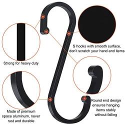 AUXSOUL S Hooks, 12 Pack Aluminum S Shaped Hooks, Matte Finish S Hooks for Hanging Pots and Pans, Plants, Coffee Cups, Clothes, Towels in Kitchen, Bedroom, Bathroom, Office and Garden