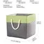 Prandom Large Foldable Cube Storage Baskets Bins 13x13 inch [3-Pack] Fabric Linen Collapsible Storage Bins Cubes Drawer with Cotton Handles Organizer for Shelf Toy Nursery Closet Bedroom(Green)…