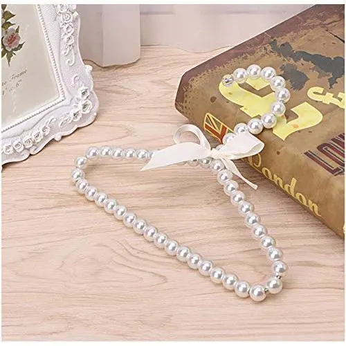 5pcs Plastic Pearl Beaded Bow Clothes Dress Coat Hangers, Wedding Kid Children Pet Dog Cat Save-Space Stage Ganizer