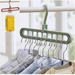 Multi-Function Folding Magic Hook 10pcs Random Color Nine-Hole Rotation Magic Clothes Hanger Drying Cabinet Bedroom Clothes Home Storage Tools