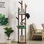 Jimfoty Coat Rack, Multi-Layer Coat Racks Free Standing Coat Tree Hat Hanger Holder Cloth Shelf for Home Bedroom Hallway(Natural Color)