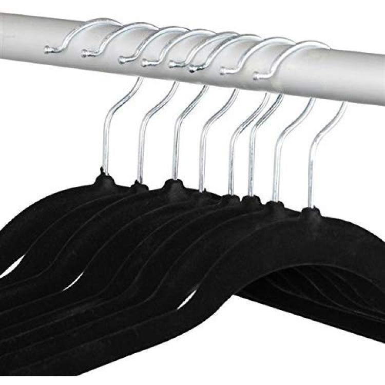 Yaheetech Non Slip Velvet Hangers - 100 Pack Clothes Hanger Hook swivel 360  - Black