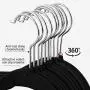 Topeakmart Velvet Hanger Set of 100 - Ultra -Thin No Slip Velvet Suit Hangers - Swivel Hooks - Space Saving Clothes Hangers - Black