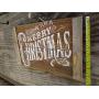 Vintage look MERRY CHRISTMAS Chalk Couture style old time font jute hanger antique style primitive style. weathered wood sign