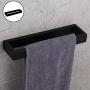 GERZ Modern Black Towel Holder SUS304 Stainless Steel Towel Hanger Towel Ring for Bathroom Lavatory Wall Mount Contemporary Style