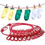 UrCool Portable Drying Washing Rope Clothesline Travel Home Style Outdoor Windproof Elastic Clothesline Hanger with 12 pcs Clips Hooks Clothes Pins Laundry Set