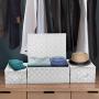 Sorbus Storage Boxes Woven Basket Bin Container Tote Cube Organizer Set Stackable Storage Basket Woven Strap Shelf Organizer Built-in Carry Handles (Woven Lid Baskets - White)
