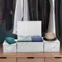 Sorbus Storage Boxes Woven Basket Bin Container Tote Cube Organizer Set Stackable Storage Basket Woven Strap Shelf Organizer Built-in Carry Handles (Woven Lid Baskets - White)